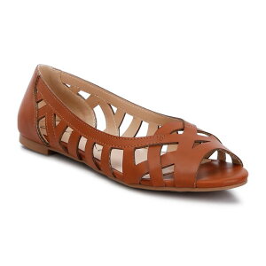 �����h�����O ���f�B�[�X �V���[�Y �T���_�� London Rag Moira Women's Woven Peep Toe Flats Tan �^��