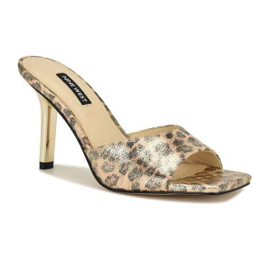 yz iCEFXg fB[X pvX V[Y Nine West Disko Women's Slip-On Square Toe Dress Sandals Gold Shimmer Leopard