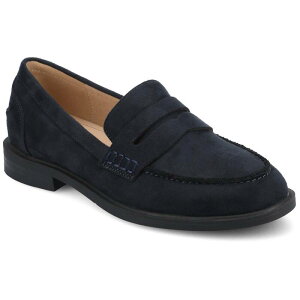 yz W[j[ fB[X Xb|E[t@[ V[Y Journee Women's Round Toe Block Heel Comfort Penny Loafers Navy