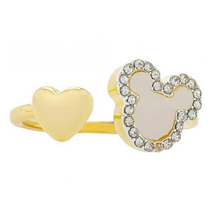 fBYj[ fB[X ANZT[ O Disney's Mickey Mouse 14k Rose Gold & Fine Silver Over Brass Crystal Heart Adjustable Ring Two Tone S[h