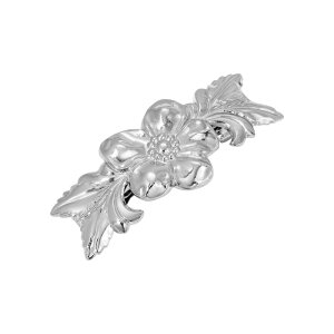 1928 ���f�B�[�X �A�N�Z�T���[ 1928 Silver Tone Flower Hair Barrette Gray �O���[
