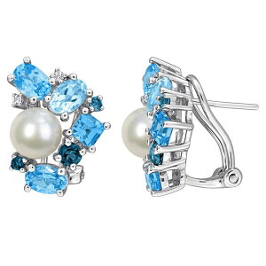 Xe O[X fB[X ANZT[ sAXECO Stella Grace Sterling Silver Freshwater Cultured Pearl & Topaz Cluster Earringsilver Tone Vo[