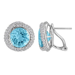 Xe O[X fB[X ANZT[ sAXECO Stella Grace Sterling Silver Topaz Halo Earrings with Omega Closuresterling Vo[