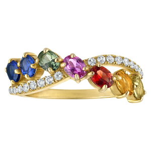Designs by Gioelli ���f�B�[�X �A�N�Z�T���[ �����O Designs by Gioelli 14k Gold Over Silver Multicolor Simulated Sapphire Crossoveringold Tone �S�[���h