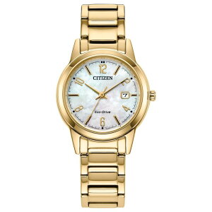 yz V`Y fB[X rv ANZT[ Citizen Eco-Drive Women's Mother-of-Pearl Dial Stainless Steel Bracelet Watch - FE1242-78D White