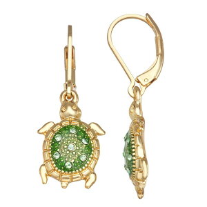 l[sA fB[X ANZT[ sAXECO Napier Gold Tone Turtle Drop Earrings Green O[