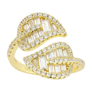Sunkissed Sterling ���f�B�[�X �A�N�Z�T���[ �����O Sunkissed Sterling Silver Cubic Zirconia Leaf Bypass Ringold Tone �S�[���h
