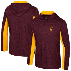 yz RVA Y TVc gbvX Men's Colosseum Maroon Arizona State Sun Devils Always Sunny Quarter-Zip Hoodie Asu Red