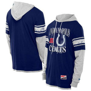 yz j[G Y TVc gbvX Men's New Era Royal Indianapolis Colts Twofer Layered Long Sleeve Hoodie T-Shirt Clt Blue