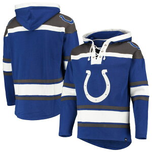 yz tH[eBZuuh Y TVc gbvX Men's '47 Royal/Gray Indianapolis Colts Lacer V-Neck Pullover Hoodie Clt Blue