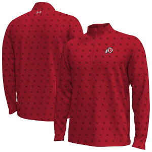 �A���_�[�A�[�}�[ �����Y �g�b�v�X T�V���c �W���P�b�g Men's Under Armoured Utah Utes Gameday Armourfuse Half-Zip Jacket Ute Red ���b�h