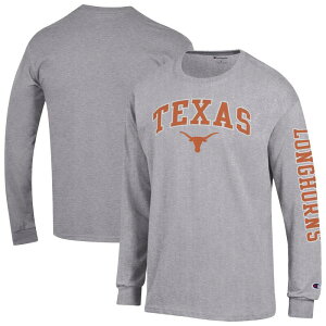 �`�����s�I�� �����Y �g�b�v�X T�V���c ���S Men's Champion Heather Gray Texas Longhorns Arch Over Logo 2-Hit Long Sleeve T-Shirtex Grey �O���[