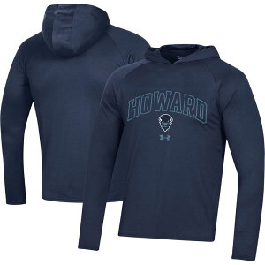 �A���_�[�A�[�}�[ �����Y �g�b�v�X T�V���c Men's Under Armour Navy Howard Bison 2023 Sideline Techooded Raglan Long Sleeve T-Shirt Nc2 Navy �l�C�r�[