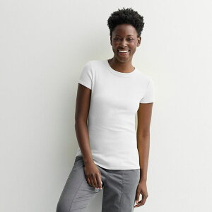 �\�m�} ���f�B�[�X �g�b�v�X T�V���c �N���[�l�b�N �v�` Petite Sonoma Goods For Life Rib Crewneck Short Sleeve Tee Vital White �z���C�g