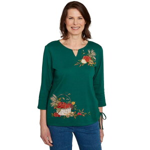�A���t���b�h �_�i�[ ���f�B�[�X �g�b�v�X T�V���c �A�V�����g���[ �v�` Petite Alfredunner Asymmetric Pumpkin Split Beaded Top Hunter