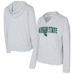 �A���u�����f�b�h ���f�B�[�X �g�b�v�X T�V���c V�l�b�N �p�C�� �p�[�J�[ Unbranded Men's Conceptsport White/Gray Michigan State Spartans French Terry Striped V-Neck Pullover Hoodie Msu White �z���C�g