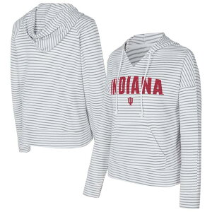 yz Aufbh fB[X TVc gbvX Men's Concepts Sport White/Gray Indiana Hoosiers French Terry Striped V-Neck Pullover Hoodie Ind White