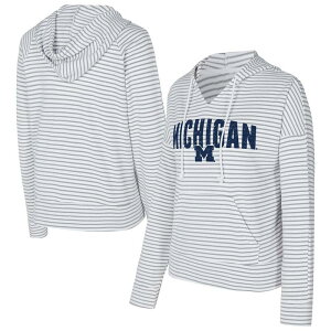 �A���u�����f�b�h ���f�B�[�X �g�b�v�X T�V���c V�l�b�N �p�C�� �p�[�J�[ Unbranded Men's Conceptsport White/Gray Michigan Wolverines French Terry Striped V-Neck Pullover Hoodie Mic White �z���C�g