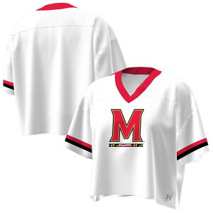 A_[A[}[ fB[X gbvX TVc VlbNbvh W[W[ Women's Under Armour White Maryland Terrapins Fashion Jersey Boxy Cropped V-Neck T-Shirt Mar White zCg
