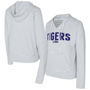 �A���u�����f�b�h ���f�B�[�X �g�b�v�X T�V���c V�l�b�N �p�C�� �p�[�J�[ Unbranded Men's Conceptsport White/Gray LSU Tigers French Terry Striped V-Neck Pullover Hoodie Lsu White �z���C�g