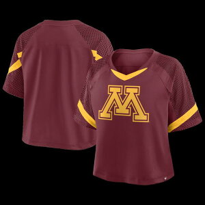 t@ieBNX fB[X gbvX TVc VlbN W[W[ Women's Fanatics Maroon Minnesota Golden Gophers Oversized Raglan V-Neck Fashion Jersey Min Red bh