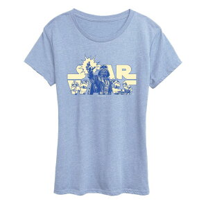 �X�^�[ �E�H�[�Y ���f�B�[�X �g�b�v�X T�V���c ���S �O���t�B�b�N Women'star Wars Darth Vader & Stormtroopers Logo Graphic Tee Heather Chambray Blue �w�U�[