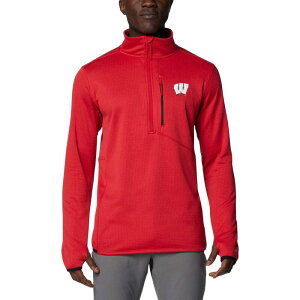 �R�����r�A �����Y �g�b�v�X T�V���c �t���[�X �W���P�b�g Men's Columbia Red Wisconsin Badgers Park View Grid Fleece Omni-Wick Half-Zip Jacket Wis Red ���b�h