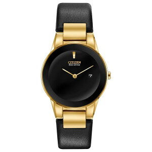 yz V`Y fB[X rv ANZT[ Citizen Women's Black Leather Strap Watch Black