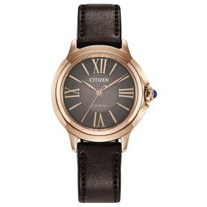 V`Y fB[X ANZT[ rv U[ Citizen Women's Rosetone Stainless Leather Strap Watch Rose Tone Brown uE