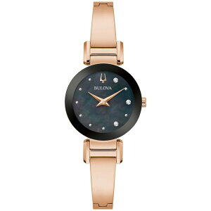 yz uo fB[X rv ANZT[ Bulova Women's Marc Anthony Rose Tone Stainless Steel Diamond Accent Mother-of-Pearl Dial Bangle Bracelet Watch - 97P163 Black