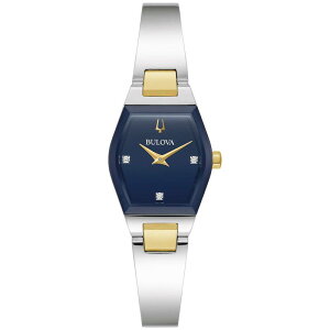 yz uo fB[X rv ANZT[ Bulova Women's Modern Gemini Two Tone Stainless Steel Diamond Accent Blue Dial Bracelet Watch - 98P218 Blue