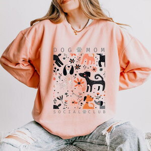 Simply Sage Market ���f�B�[�X �g�b�v�X T�V���c �X�E�F�b�g Simply Sage Market Dog Mom Social Club Lightweight Garment Dyed Sweatshirt Peachy �Z�[�W
