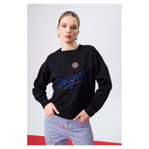 eY fB[X gbvX TVc XEFbg S Women's Terez Black Los Angeles Dodgers Oversized Gemstone Logo Sweatshirt Lad Black ubN