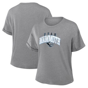 yz t@ieBNX fB[X TVc gbvX Women's Fanatics Heather Gray Utah Mammoth Tribute Tri-Blend Boxy T-Shirt Utm Grey