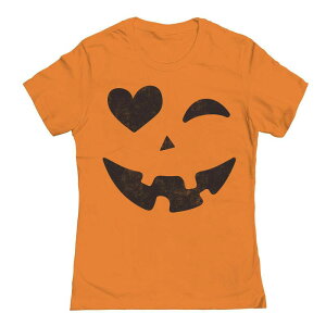 �A���u�����f�b�h ���f�B�[�X �g�b�v�X T�V���c �O���t�B�b�N Unbranded Women's Jack-O-Lantern Heart Winking Eye Pumpkin Face Graphic Tee Orange �I�����W