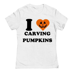 �A���u�����f�b�h ���f�B�[�X �g�b�v�X T�V���c �O���t�B�b�N Unbranded Women's I Heart Carving Pumpkins Graphic Tee White �z���C�g