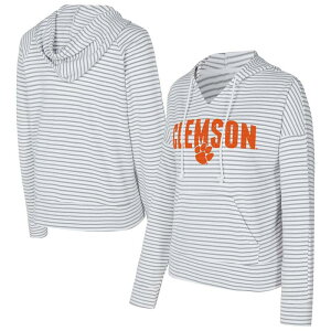 �A���u�����f�b�h ���f�B�[�X �g�b�v�X T�V���c V�l�b�N �p�C�� �p�[�J�[ Unbranded Men's Conceptsport White/Gray Clemson Tigers French Terry Striped V-Neck Pullover Hoodie Clm White �z���C�g
