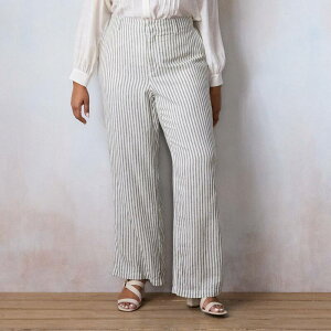 LC Lauren Conrad ���f�B�[�X �{�g���X �J�W���A���p���c �v���X�T�C�Y Plusize LC Lauren Conrad Elastic Back Drapey Trouser Pants Olive Monaco Stripe �I���[�u