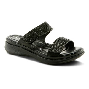 yz tNTX fB[X T_ V[Y Flexus by Spring Step Bling Women's Slide Sandals Black