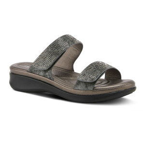 yz tNTX fB[X T_ V[Y Flexus by Spring Step Bling Women's Slide Sandals Pewter