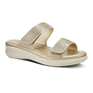 yz tNTX fB[X T_ V[Y Flexus by Spring Step Bling Women's Slide Sandals Soft Gold