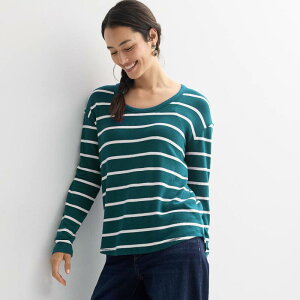 �\�m�} ���f�B�[�X �g�b�v�X T�V���c Women'sonoma Goods For Life Cozy Tunic Tee Teal Ivory Stripe �A�C�{���[