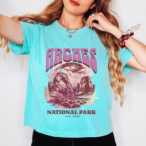 Simply Sage Market ���f�B�[�X �g�b�v�X T�V���c Simply Sage Market Arches National Park EST. 1929 Boxy Crop Top Chalky Mint �~���g