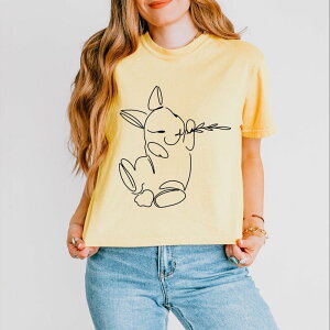 Simply Sage Market ���f�B�[�X �g�b�v�X T�V���c Simply Sage Market Handrawn Bunny Boxy Crop Top Butter �Z�[�W