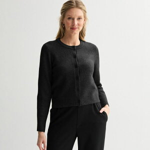 �i�C���E�F�X�g ���f�B�[�X �A�E�^�[ �j�b�g�E�Z�[�^�[ �N���[�l�b�N Women's Nine West Button Front Crewneck Sweater Mineral Black �u���b�N