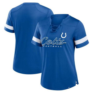 yz t@ieBNX fB[X TVc gbvX Women's Fanatics Royal Indianapolis Colts Play Script Lace-Up T-Shirt Clt Blue