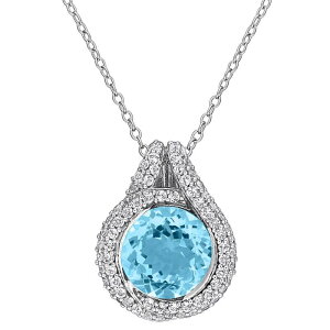Xe O[X fB[X ANZT[ lbNXE`[J[Ey_ggbv Stella Grace Sterling Silver Topaz Halo Pendant Necklace Sterling Vo[
