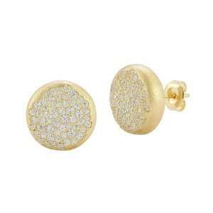 Sunkissed Sterling fB[X ANZT[ sAXECO Sunkissed Sterling Silver Cubic Zirconia Button Stud Earrings Gold Tone S[h