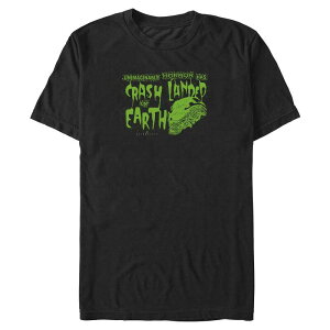 �A�j���L�����N�^�[ �����Y �g�b�v�X T�V���c �g�[�� �O���t�B�b�N Licensed Character Big & Tall Alien Earth Crash Landed On Earth Graphic Tee Black �u���b�N