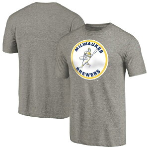 �A���u�����f�b�h �����Y �g�b�v�X T�V���c Unbranded Men's Ash Milwaukee Brewers Cooperstown Collection Forbes Tri-Blend T-Shirt Brw Grey �O���[